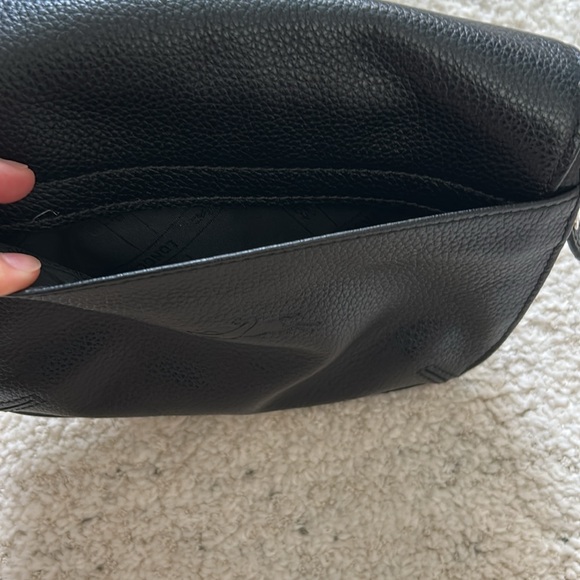 Longchamp Le Foulonne Black Leather Flap Crossbody Bag Small - Picture 4 of 5